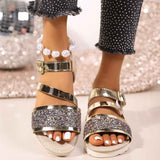 Sandalias de plataforma grandes con hebilla de lentejuelas para moda en talla grande