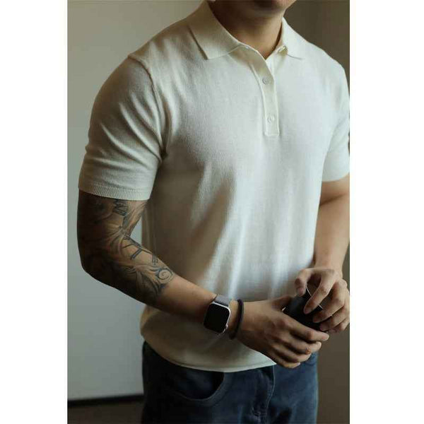 Camiseta polo hombre básica de color sólido para negocios y casual elegante