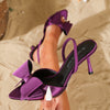 Zapatos de tacón Muller con lazo: Sandalias de tacón stiletto de punta para mujer - The Noble Style