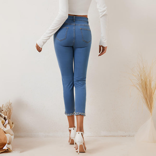 Denim elástico de talle alto mujer para el verano: slim y cómodo - The Noble Style