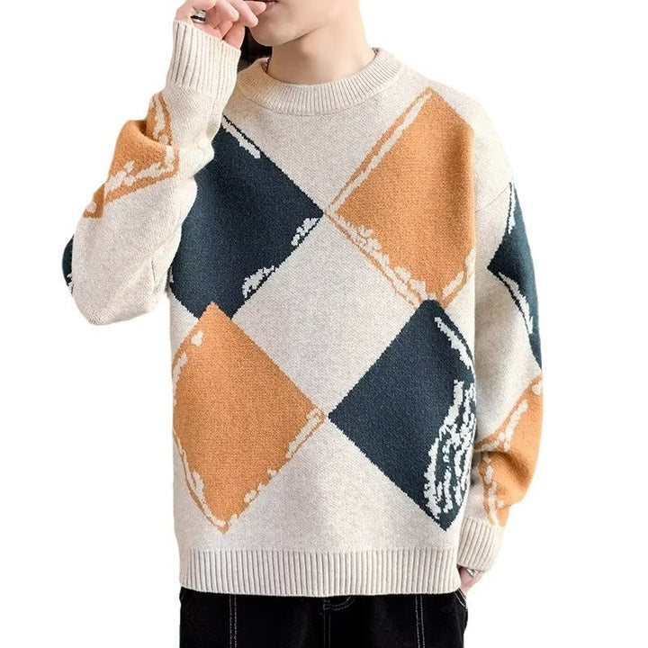 Suéter grueso de hombre casual de otoño e invierno con cuello redondo y estilo trendy - The Noble Style