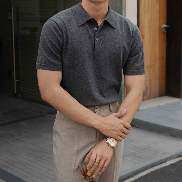 Camiseta polo hombre básica de color sólido para negocios y casual elegante