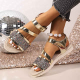 Sandalias de plataforma grandes con hebilla de lentejuelas para moda en talla grande