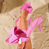 Zapatos de tacón Muller con lazo: Sandalias de tacón stiletto de punta para mujer - The Noble Style