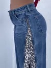 Jeans estampados de leopardo con cierre para mujer - The Noble Style
