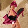 Zapatos de tacón Muller con lazo: Sandalias de tacón stiletto de punta para mujer - The Noble Style