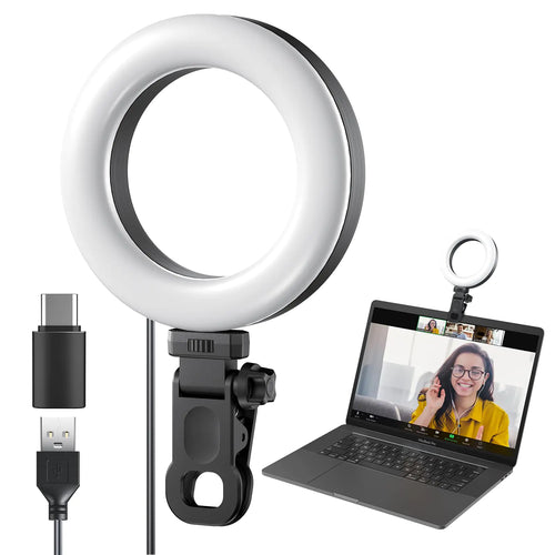 Meyin Ring Light Clip on Laptop Monitor Webcam Light 10 Brightness Level Video Conference Lighting for Remote Working/Zoom Calls/Self Broadcasting/Live Streaming/Video Recording/TikTok