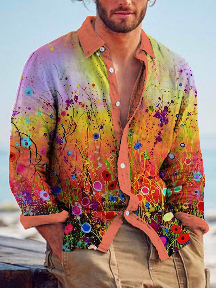 Camisa de lino de bambú a juego para hombre con estampado - The Noble Style