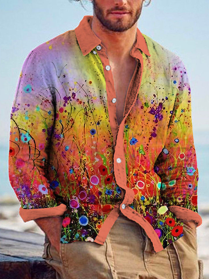 Camisa de lino de bambú a juego para hombre con estampado - The Noble Style