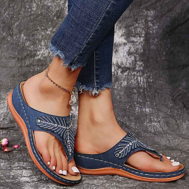Zapatos grandes con strass - Pantuflas de cuña con rhinestones para mujer tallas grandes