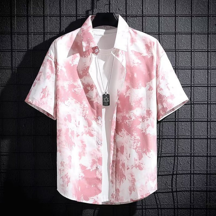 Camisa de seda helada para hombre, ligera y breathable con estampado veraniego de alta gama - The Noble Style