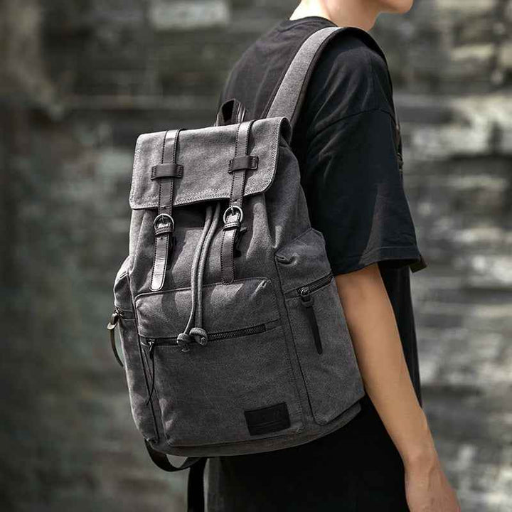 Mochila de lona retro para hombres pequeña