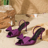Zapatos de tacón Muller con lazo: Sandalias de tacón stiletto de punta para mujer - The Noble Style