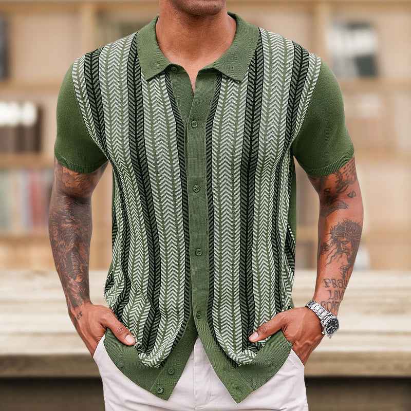 Suéter de jacquard para hombre - Casual a rayas en moda masculina