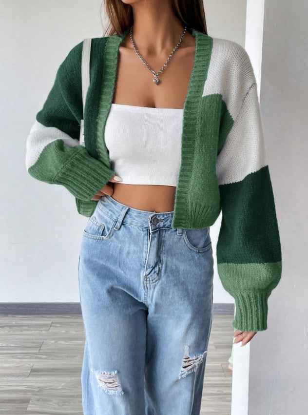 Cárdigan largo colorblock Flirla con mangas largas y estilo drop shoulder