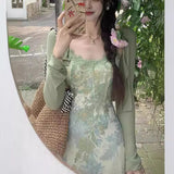 Conjunto vestido cárdigan retro mujer, vestido de tirantes y cárdigan de verano - The Noble Style