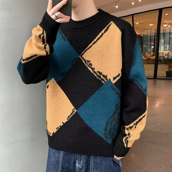 Suéter grueso de hombre casual de otoño e invierno con cuello redondo y estilo trendy - The Noble Style