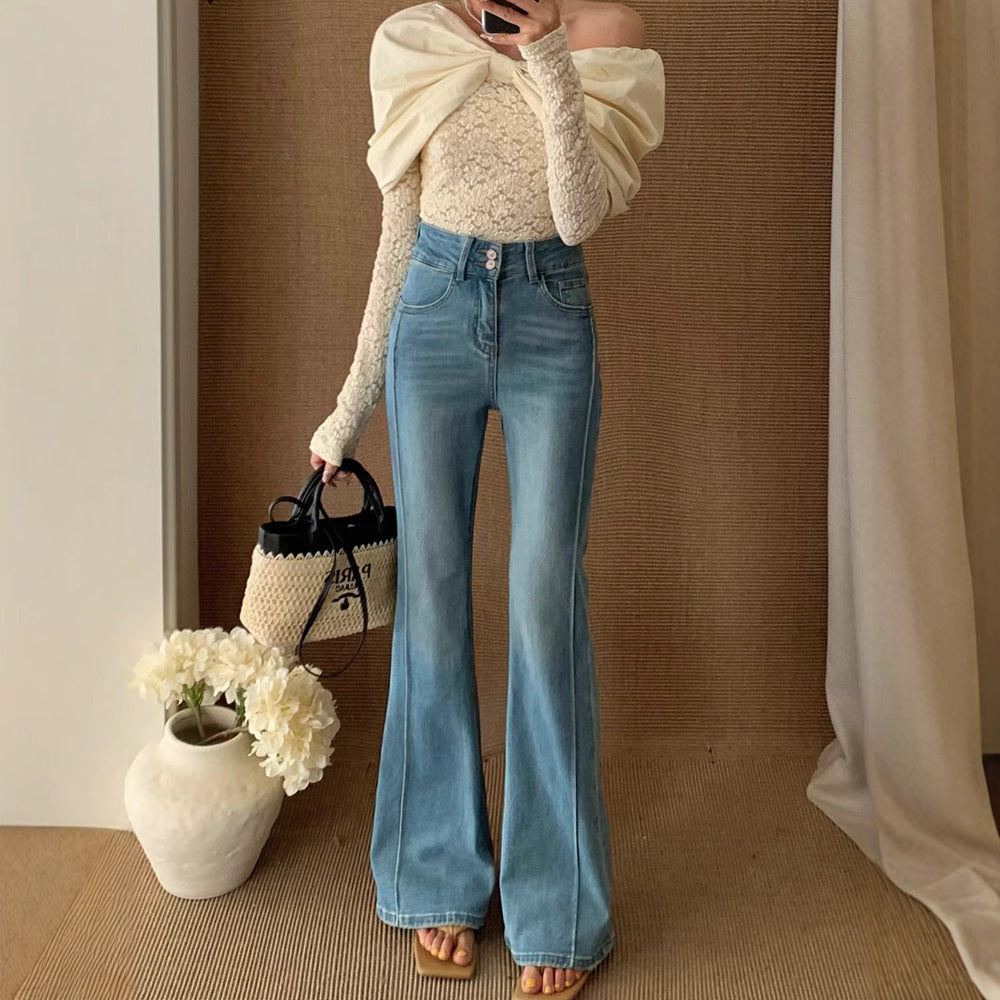 Women's High Waist Stretch Slim Bell-bottom Pants