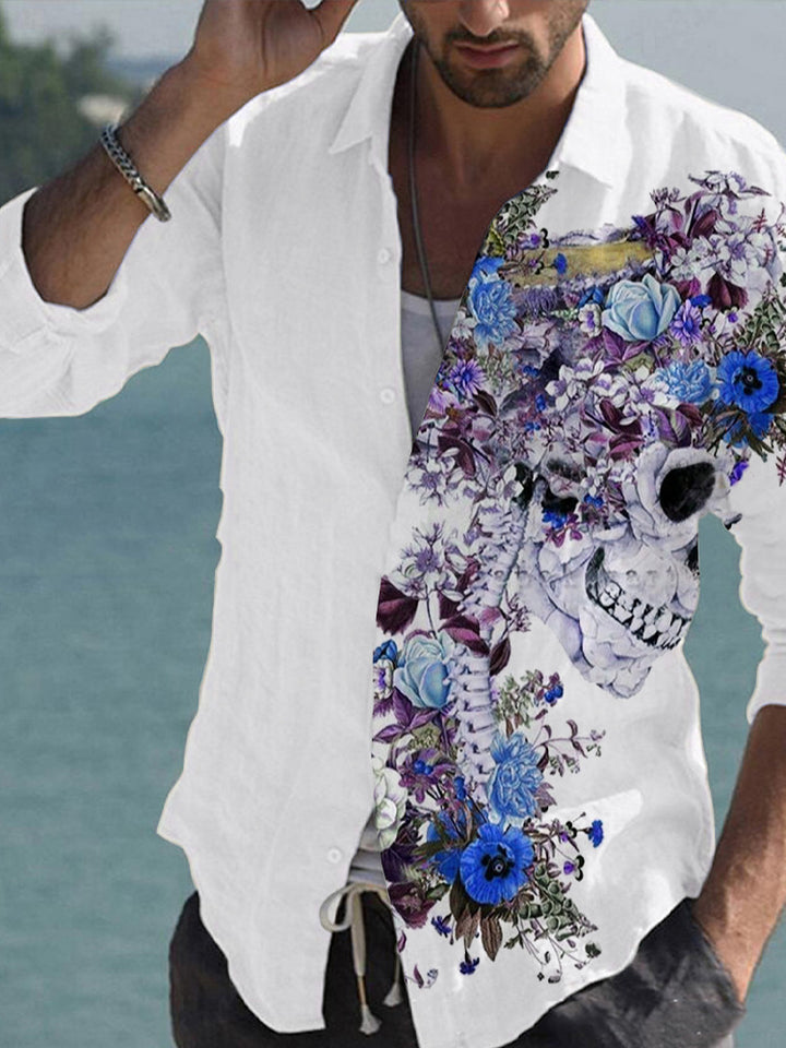 Camisa de lino de bambú a juego para hombre con estampado - The Noble Style