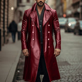 Abrigo largo de cuero para hombre, chaqueta de piel doble faz - The Noble Style