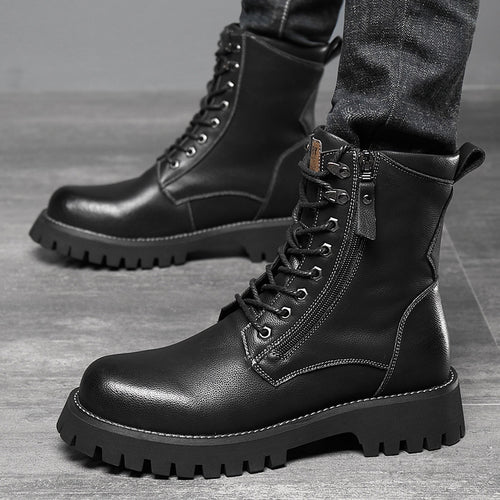 Botas de trabajo altas estilo británico con suela gruesa y forro de felpa - The Noble Style