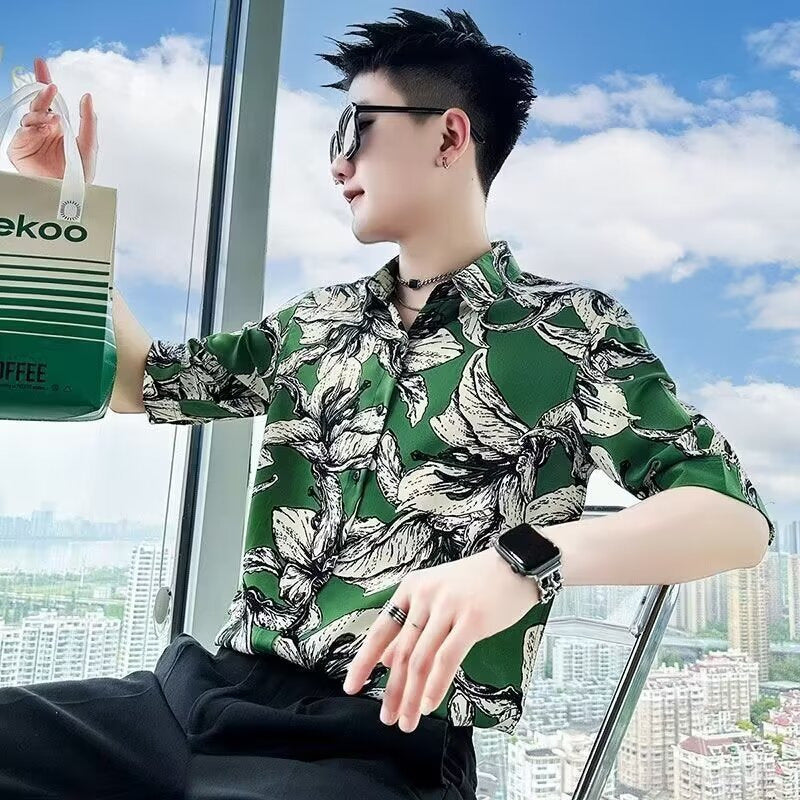 Camisa impresa de verano para hombre, de alta calidad, de manga corta, estilo Ins Ruoshuai - The Noble Style