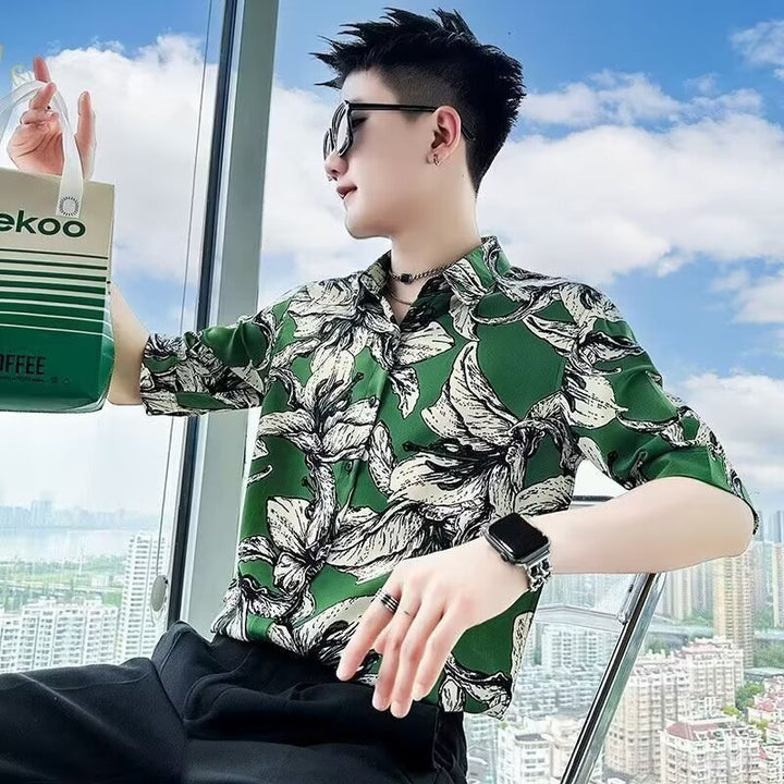 Camisa impresa de verano para hombre, de alta calidad, de manga corta, estilo Ins Ruoshuai - The Noble Style