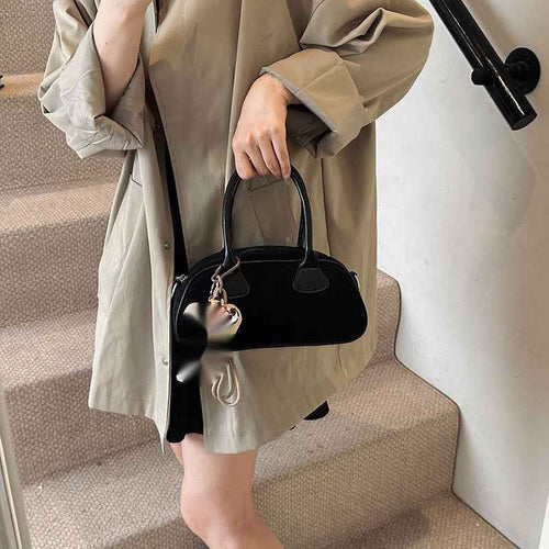 Bolso de boliche retro para mujer de mano satinada