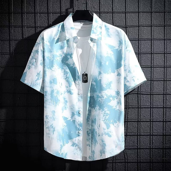 Camisa de seda helada para hombre, ligera y breathable con estampado veraniego de alta gama - The Noble Style