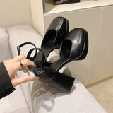 Tacones altos impermeables de mujer con plataforma y correa al tobillo - The Noble Style