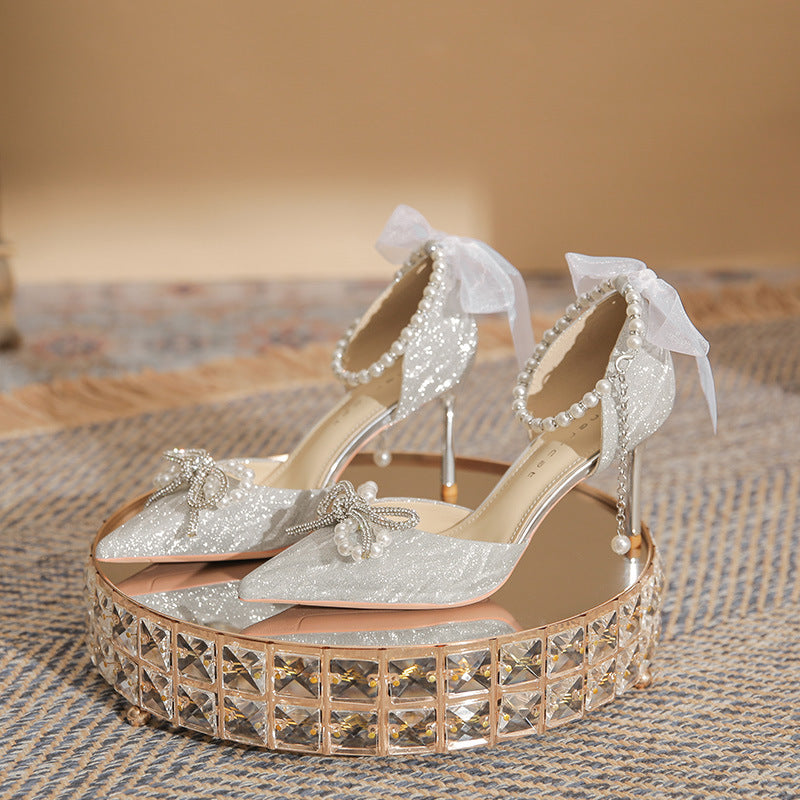 Tacones de cristal plateados con tacón de stiletto Rites - The Noble Style