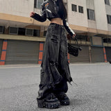 Jeans cargo anchos desgastados de calle alta - The Noble Style