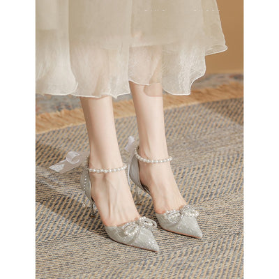 Silver High Heels Rites Crystal Stiletto Heel