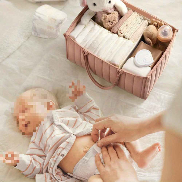 Bolsa de maternidad organizadora con compartimento desmontable y vestido blanco para almacenamiento de pañales de bebé