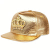 Gorro hip hop de cuero PU con etiqueta metálica Crown, sombrero plano estilo europeo y americano - The Noble Style