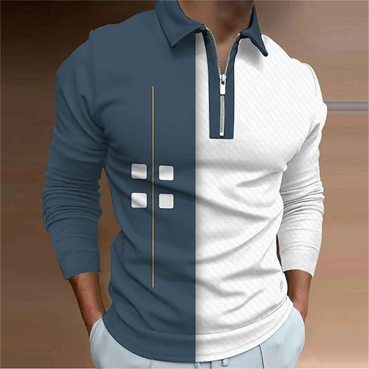 Camisa polo de hombre de moda europea y americana, casual de manga larga