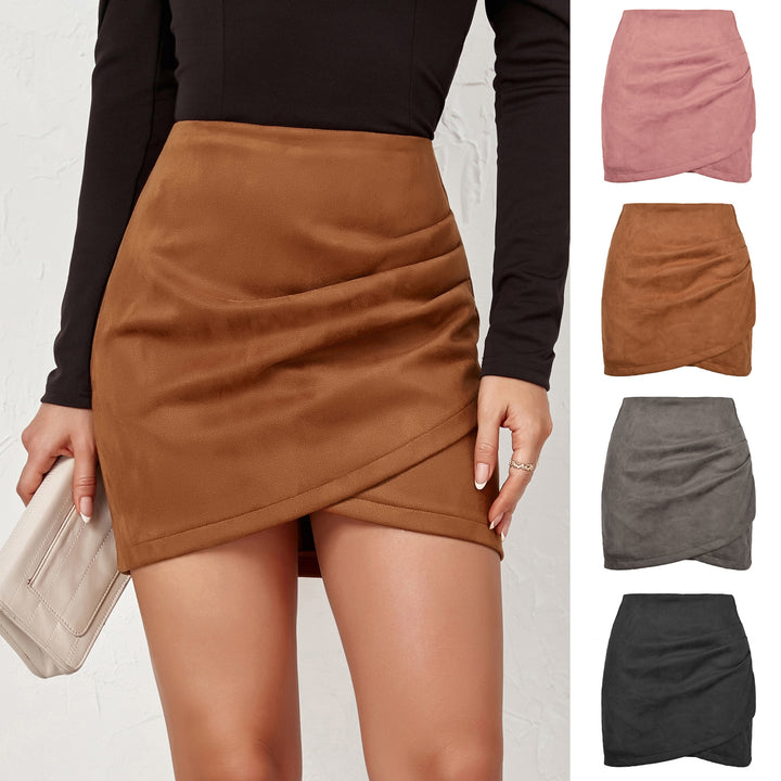 Falda ajustada de color sólido para mujer, diseño irregular, otoño e invierno - The Noble Style