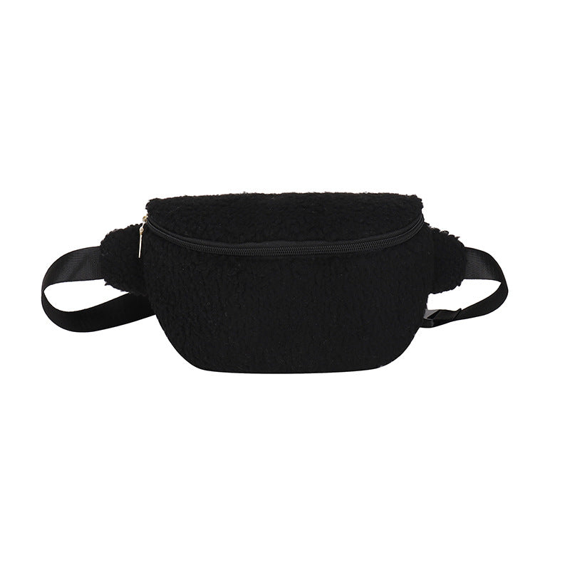 Bolso cruzado de lana de cordero para hombro, bolso casual y de estilo cruzado