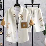 Conjunto deportivo masculino verano: Camisa de manga corta y pantalones cortos estilo chino para el verano - The Noble Style