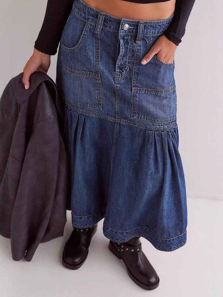 Falda de mezclilla casual retro mujer para un estilo de moda vintage