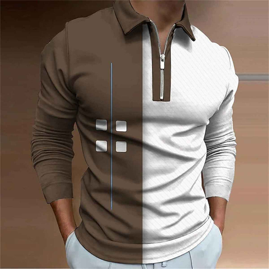 Camisa polo de hombre de moda europea y americana, casual de manga larga