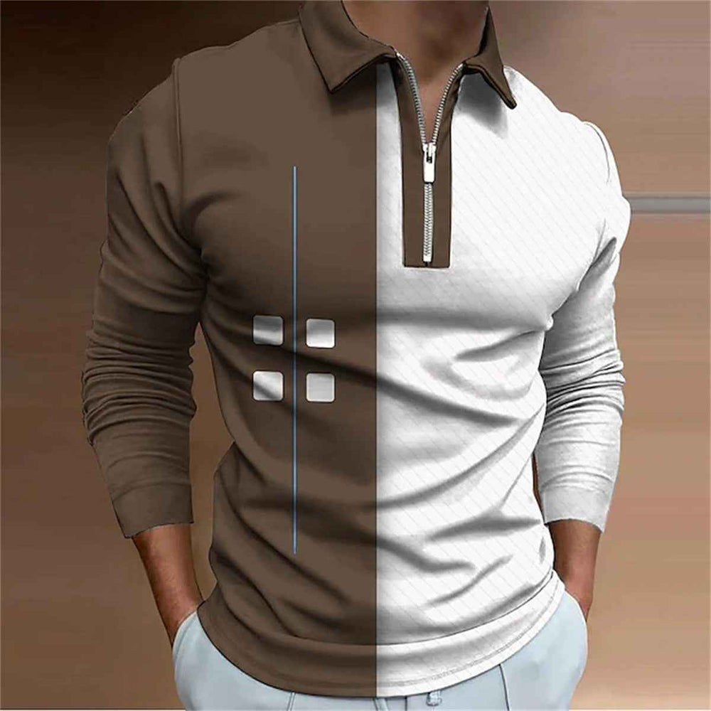 Camisa polo de hombre de moda europea y americana, casual de manga larga