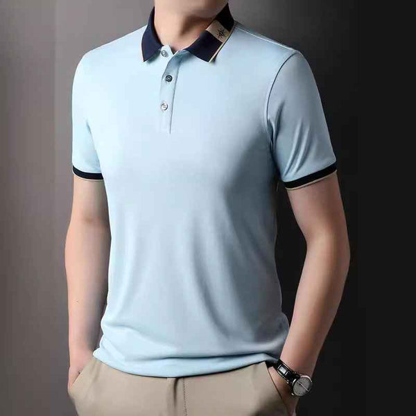 Camiseta de verano para hombre: camiseta corta de manga abotonada y transpirable para el verano