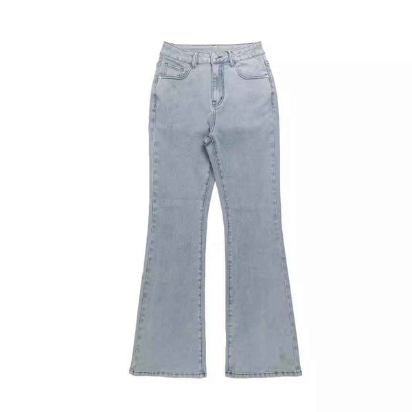 Jeans acampanados de talle alto con stretch de moda para mujer