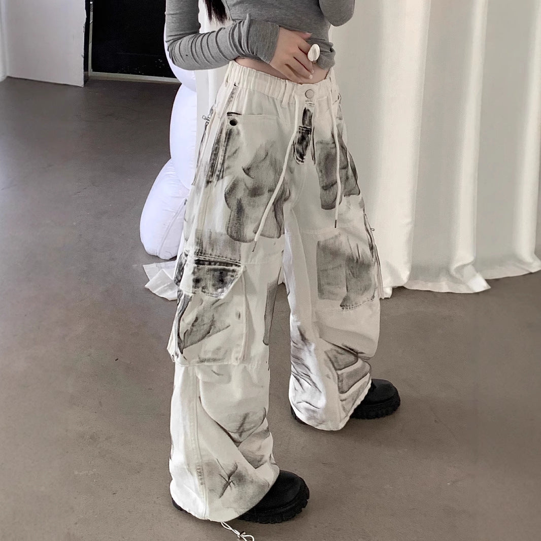 American High Street Distressed Color Cargo Jeans