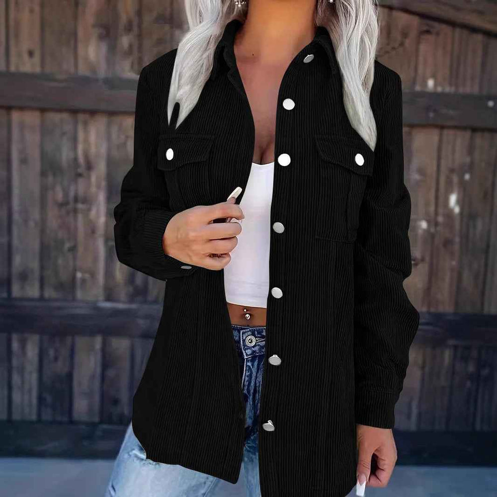 Chaqueta de pana básica con solapa, cardigan holgado y casual, abrigo de temperamento