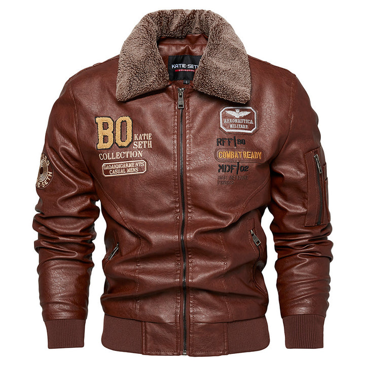 Chaqueta de cuero casual para hombres, abrigo de cuero slim fit de moda masculina - The Noble Style