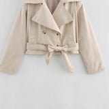 Abrigo Trinchera de Manga Larga Simple y Versátil para Todas las Ocasiones