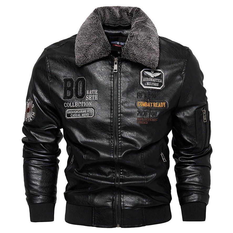 Chaqueta de cuero casual para hombres, abrigo de cuero slim fit de moda masculina - The Noble Style