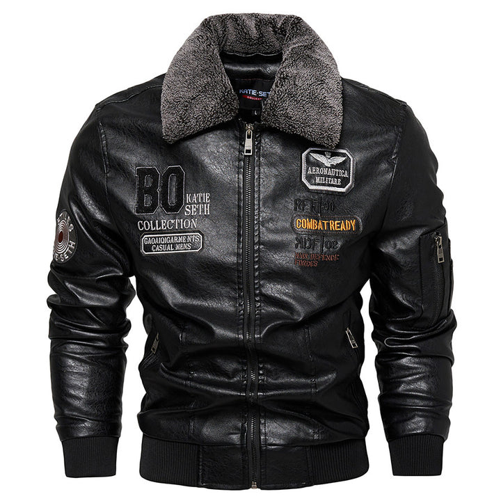 Chaqueta de cuero casual para hombres, abrigo de cuero slim fit de moda masculina - The Noble Style